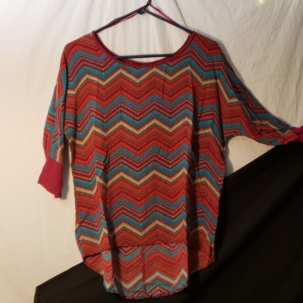 Red Camel striped blouse Tapered very PRETTY